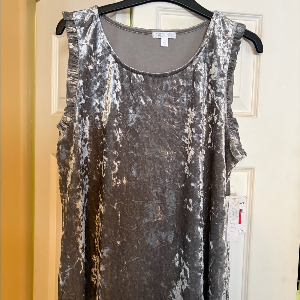 Abound Gray Velvet Sleeveless Top